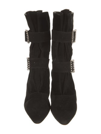 Manolo Blahnik Velvet Crystal Embellishments Pumps