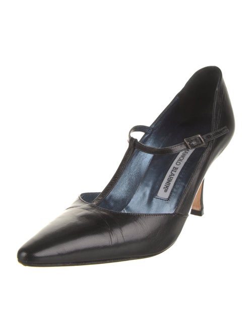 Manolo Blahnik Leather T-Strap Pumps