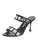 Manolo Blahnik Leather Lasercut Accents Slides