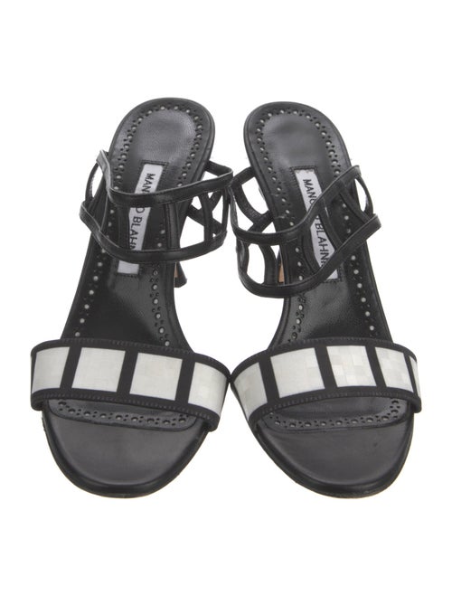 Manolo Blahnik Leather Lasercut Accents Slides
