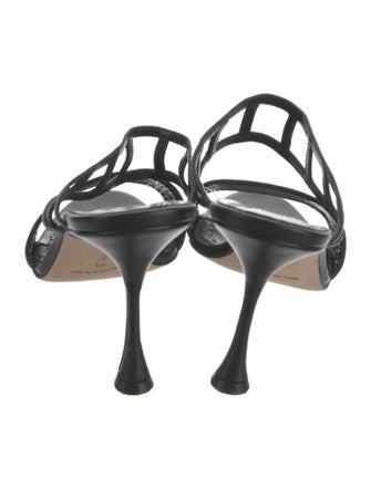 Manolo Blahnik Leather Lasercut Accents Slides