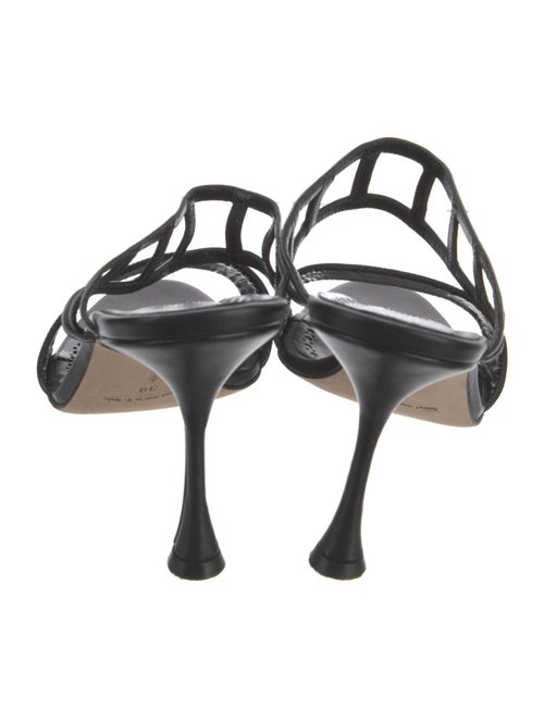 Manolo Blahnik Leather Lasercut Accents Slides