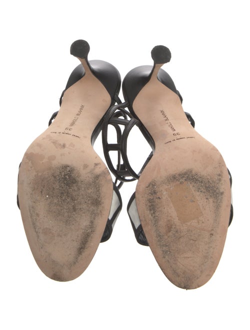 Manolo Blahnik Leather Lasercut Accents Slides