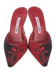 Manolo Blahnik Suede Embroidered Accent Mules