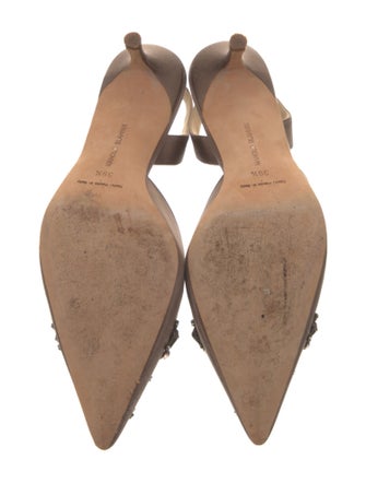 Manolo Blahnik Satin Crystal Embellishments Slingback Pumps