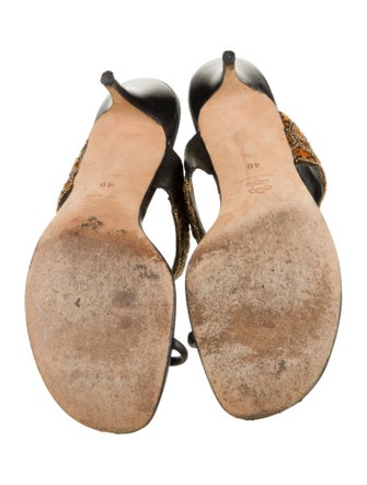 Manolo Blahnik Leather Printed Slides