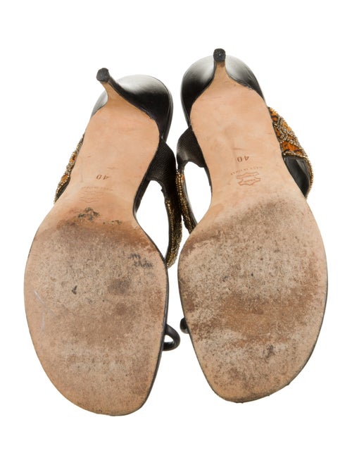 Manolo Blahnik Leather Printed Slides