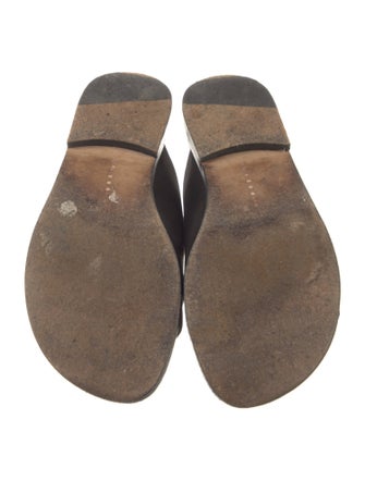 Manolo Blahnik Leather Crystal Embellishments Slides