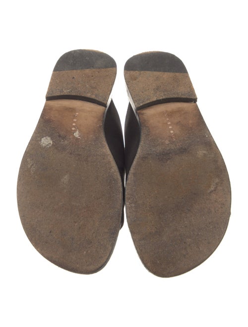 Manolo Blahnik Leather Crystal Embellishments Slides