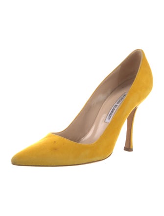 Manolo Blahnik Suede Crystal Embellishments Pumps