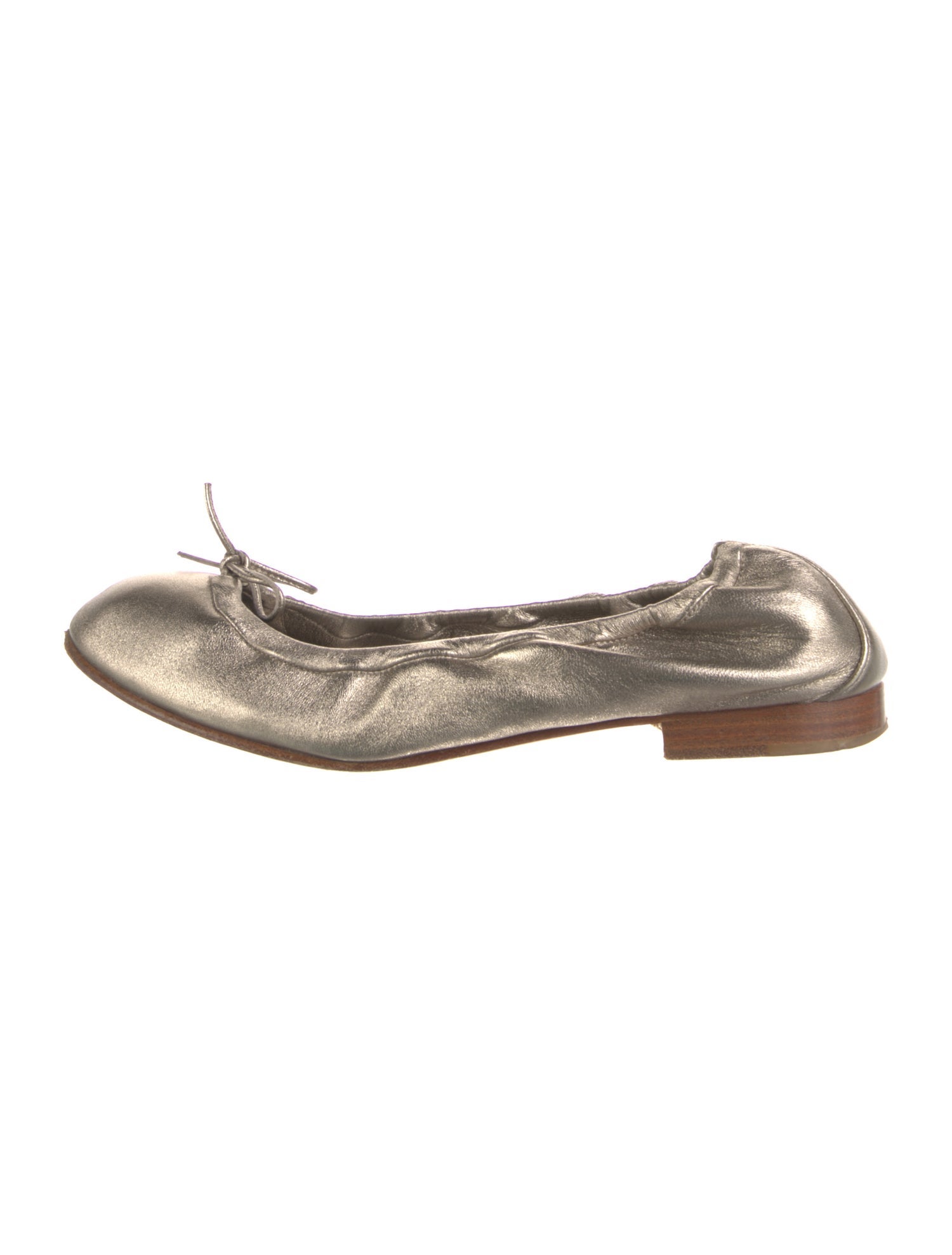 Manolo Blahnik Leather Bow Accents Ballet Flats