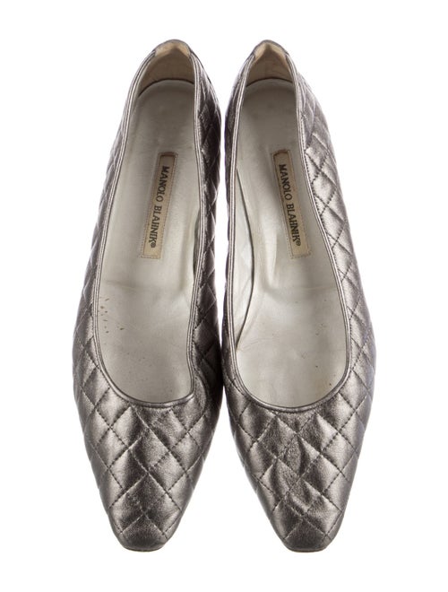Manolo Blahnik Quilted Pattern Leather Flats