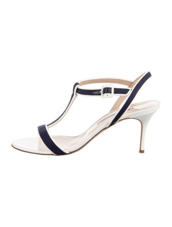 Manolo Blahnik Patent Leather T-Strap Sandals