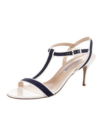 Manolo Blahnik Patent Leather T-Strap Sandals