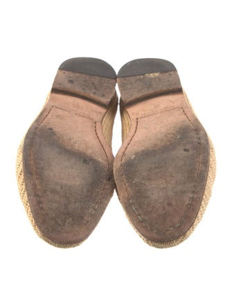 Manolo Blahnik Raffia Leather Trim Embellishment Loafers