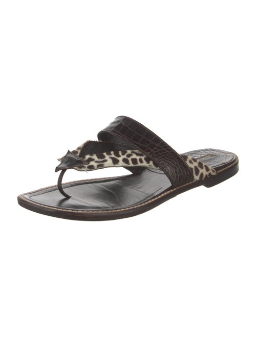 Manolo Blahnik Ponyhair Animal Print Slides