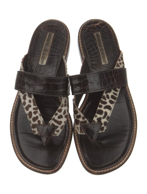 Manolo Blahnik Ponyhair Animal Print Slides