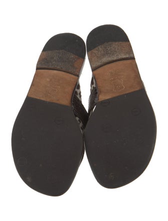 Manolo Blahnik Ponyhair Animal Print Slides