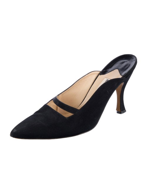 Manolo Blahnik Suede Animal Print Mules