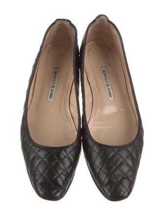 Manolo Blahnik Quilted Pattern Leather Ballet Flats