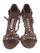 Manolo Blahnik Leather Studded Accents T-Strap Sandals