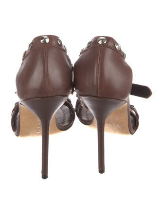 Manolo Blahnik Leather Studded Accents T-Strap Sandals