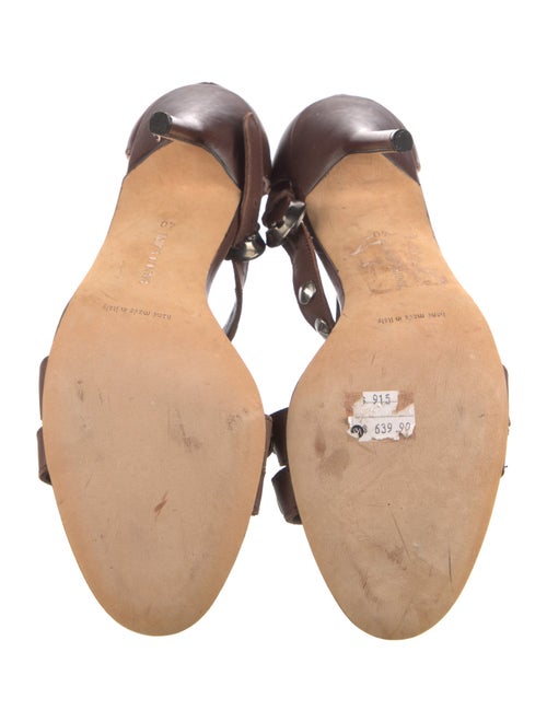 Manolo Blahnik Leather Studded Accents T-Strap Sandals