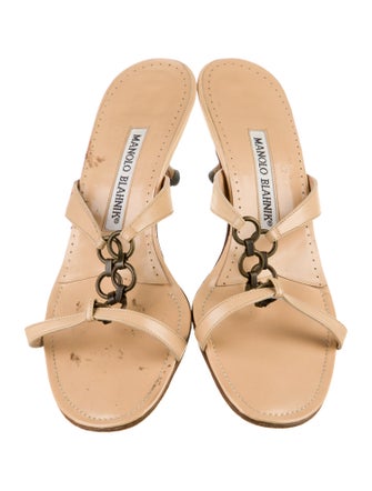 Manolo Blahnik Leather Slides