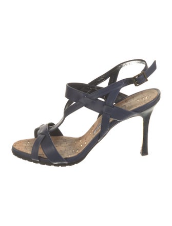 Manolo Blahnik Leather T-Strap Sandals