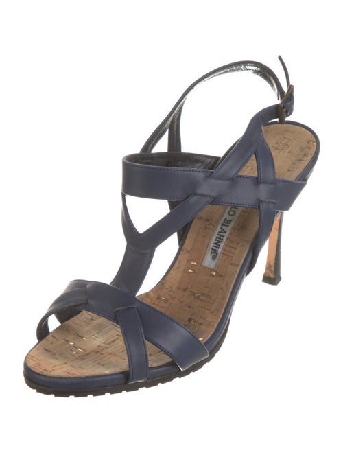 Manolo Blahnik Leather T-Strap Sandals