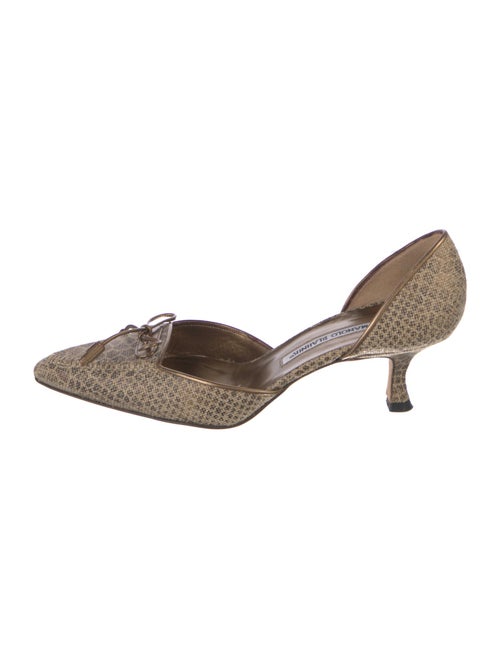 Manolo Blahnik Animal Print Bow Accents D'Orsay Pumps