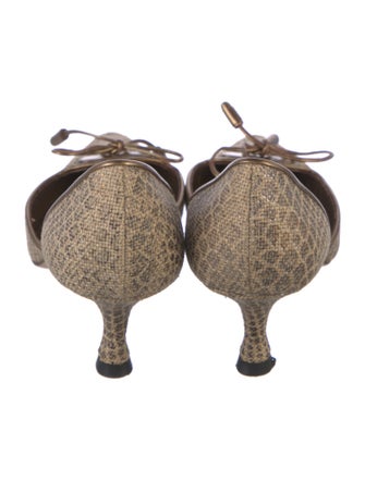 Manolo Blahnik Animal Print Bow Accents D'Orsay Pumps