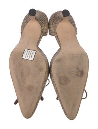 Manolo Blahnik Animal Print Bow Accents D'Orsay Pumps