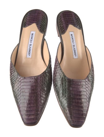 Manolo Blahnik Snakeskin Animal Print Mules