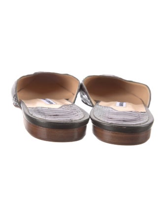 Manolo Blahnik Snakeskin Animal Print Mules