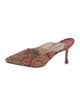 Manolo Blahnik Faux Pearl Accents Printed Mules