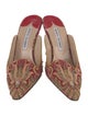 Manolo Blahnik Faux Pearl Accents Printed Mules