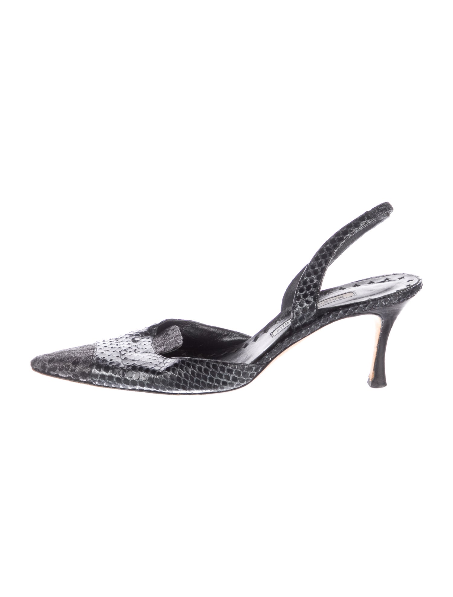 Manolo Blahnik Snakeskin Slingback Pumps