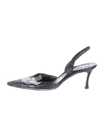 Manolo Blahnik Snakeskin Slingback Pumps