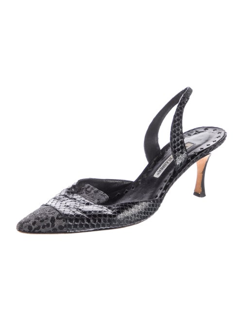 Manolo Blahnik Snakeskin Slingback Pumps
