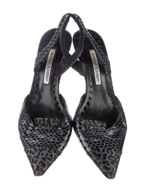 Manolo Blahnik Snakeskin Slingback Pumps