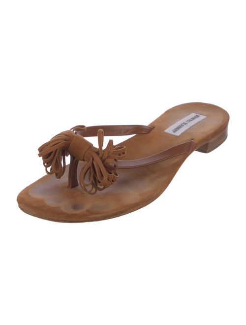 Manolo Blahnik Suede Bow Accents Slides