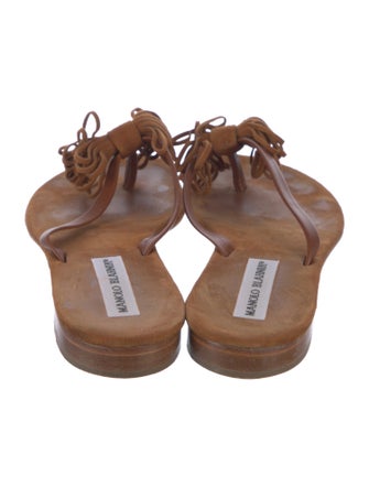 Manolo Blahnik Suede Bow Accents Slides