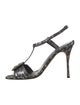 Manolo Blahnik Leather Crystal Embellishments T-Strap Sandals