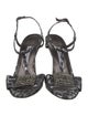 Manolo Blahnik Leather Crystal Embellishments T-Strap Sandals