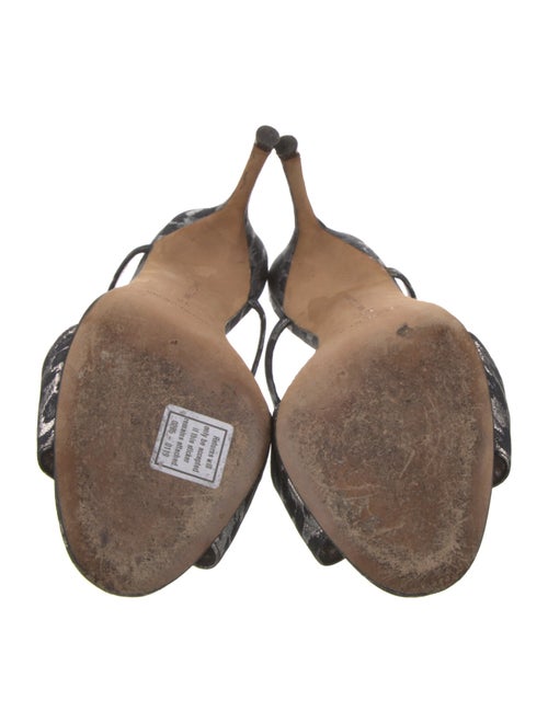 Manolo Blahnik Leather Crystal Embellishments T-Strap Sandals