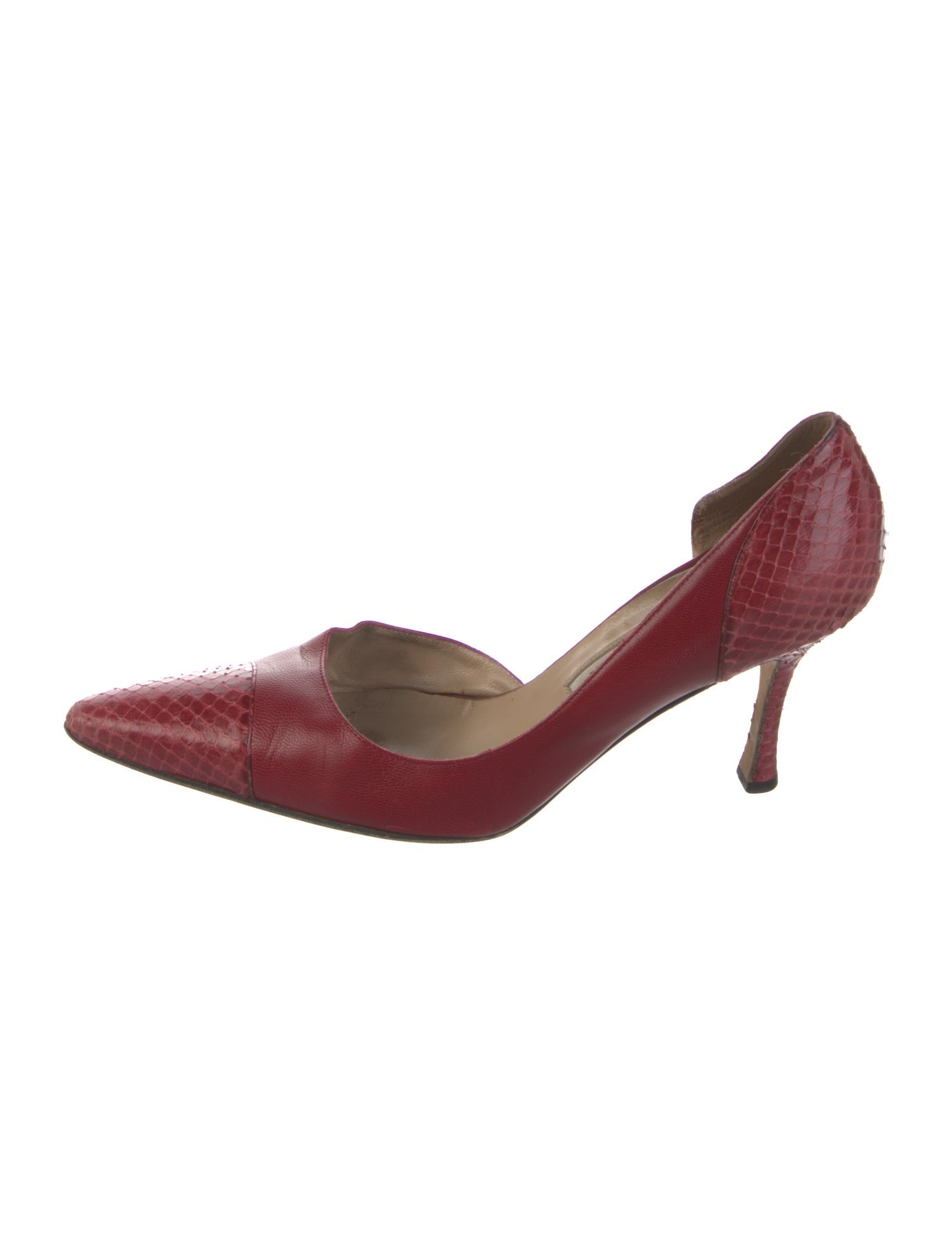 Manolo Blahnik Embossed Leather D'Orsay Pumps