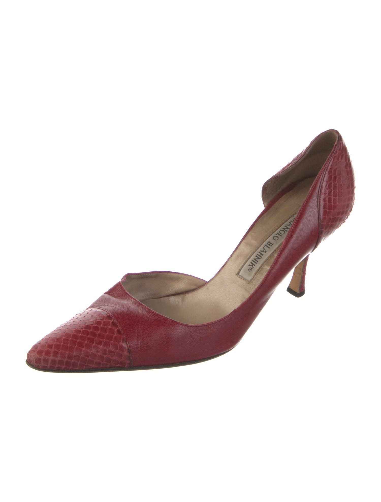Manolo Blahnik Embossed Leather D'Orsay Pumps