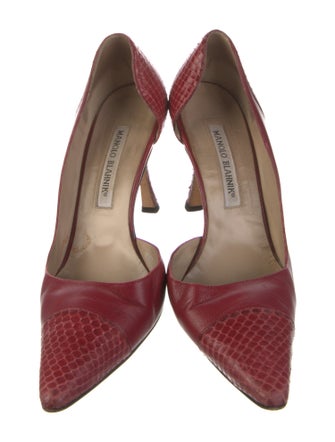 Manolo Blahnik Embossed Leather D'Orsay Pumps