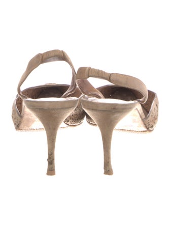 Manolo Blahnik Patent Leather Lasercut Accents Slingback Pumps